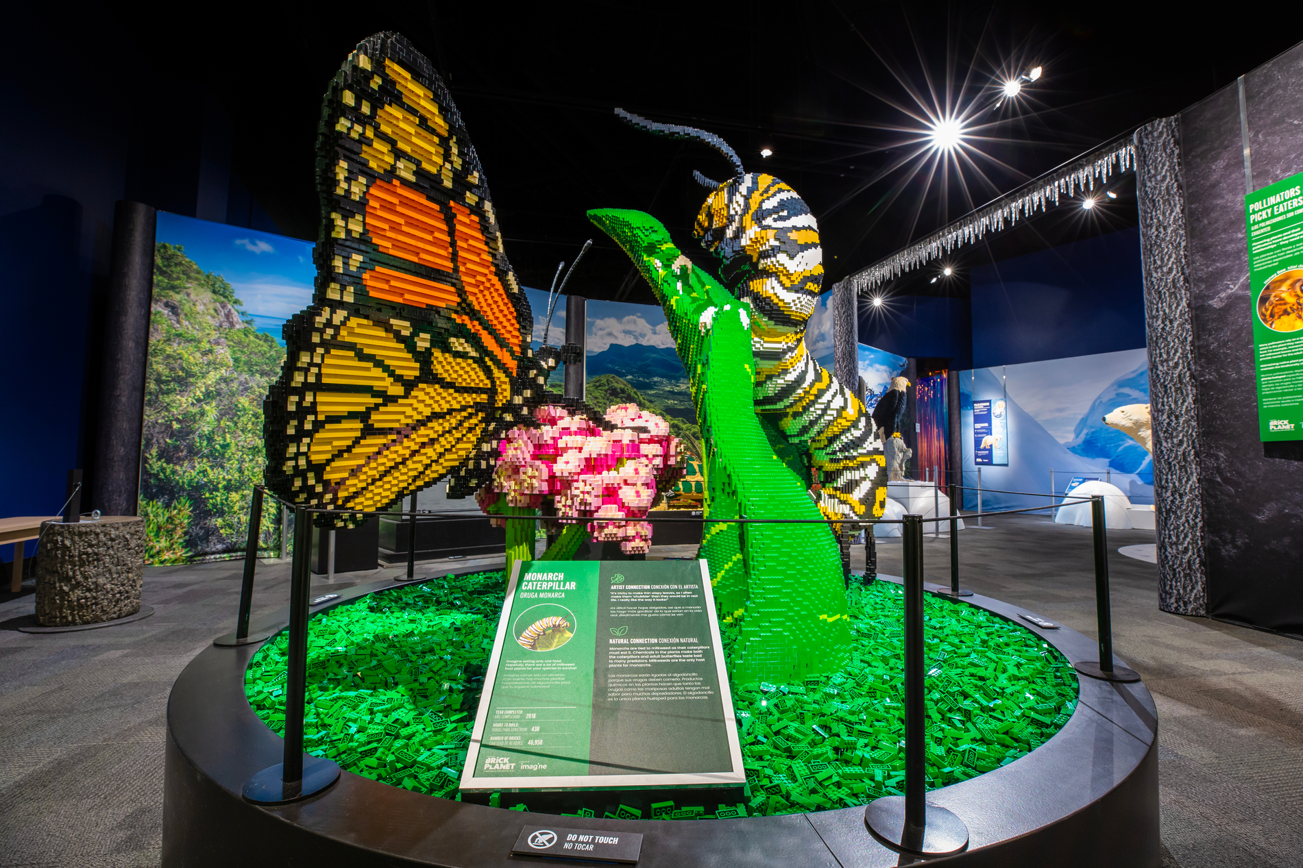 This sculpture, "Monarch Caterpillar," created by artist Sean Kenney in 2018 took 438 hours and 46,950 LEGO® bricks to build. (Photo/ Imagine)